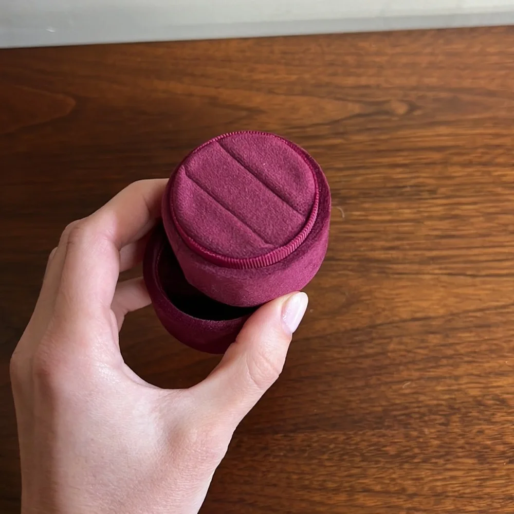Handmade Burgundy Velvet Ring Box